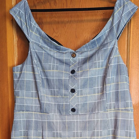Ricki's off the shoulder dress, herringbone with yellow accent - Picture 1 of 8